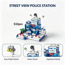 飯店街景警察局彩虹樹屋積木玩具,彩色葉片與溫馨小屋設計,852顆迷你零件壓力釋放組裝,開學/聖誕/復活節/生日完美禮物 - 彩色 - 查看 15