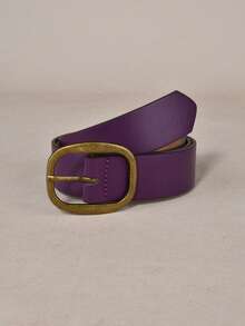 1pc Minimalist Fashion Versatile Women's Belt Solid Color Casual Punk Bohemian Vintage Court Style Party Cute Sexy Street Elegant PU Leather Women's Belt All Seasons - Purple - View 8