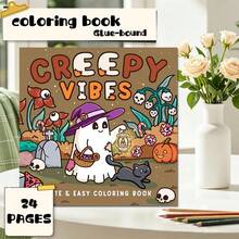 GDTME Otoño Espeluznante: Libro para Colorear para Adultos, Libro para Colorear para Niños, 24 Páginas de Garabatos de Fantasmas Lindos, Otoño/Invierno, Actividad de Colorear Padres-Hijos, Sanación, Adecuado para Niñas, Niños, Cumpleaños, Aniversario, Regalo de Vacaciones, Regreso a la Escuela, Halloween, Navidad, 7.9x7.9'', Mejorando la Creatividad, Bellamente Diseñado - Otoño terrorífico - Ver 11