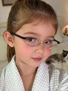 1pc 9-14 Years Old Children Gradient Pink Transparent PC Frame Zero Degree Plano Glasses, Cute Casual Solid Color Glasses, Suitable For School And Daily Wear, All Season Applicable, Includes Glasses Case - Multicolor - View 1