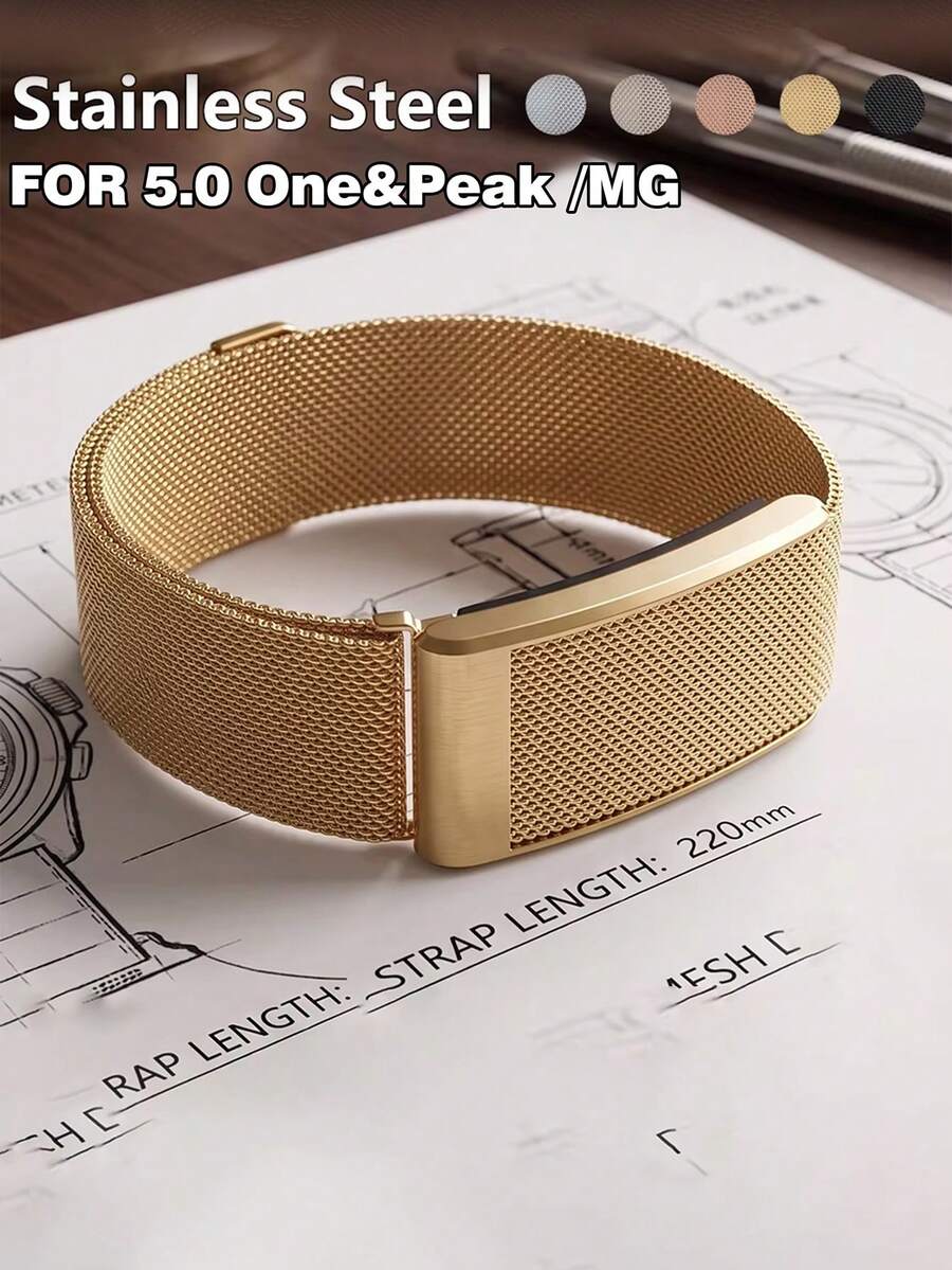 Magnetic Milanese Metal Band + Frame For 5.0 One/Peak/MG, Stainless Steel Adjustable Wristband, Charging Requires Detachment - Multicolor - View 1