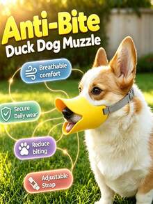 1pc Small Dog Muzzle, Anti-Bite Silicone Duck-Shaped Dog Muzzle, With Adjustable Strap, Prevents Barking And Biting, Suitable For Small And Medium Dogs Anti-Barking Muzzle, Soft Duck-Shaped Silicone Muzzle - Multicolor - View 4