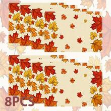 1pc/4pcs/6pcs/8pcs, Autumn, Fallen Leaves Pattern Suitable For Dining Table, Breakfast Mat, Coffee Bar, All-Season Decoration, Washable Table Mat, Room Decor, Kitchen Dining Table Mat, Indoor/Outdoor Party Decor, Home Decor, Ideal Gift - Multicolor - View 13