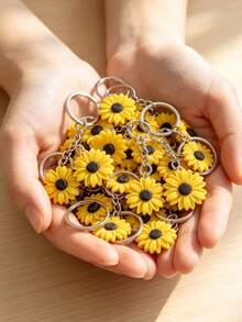 1/16pcs Sunflower PVC Keychain Bag/Wallet Charm Key Chain Handbag Pendant Halloween Teacher Supplies - Multicolor - View 1
