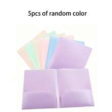 1/5/10pcs Plastic File Folders, Document Storage Organizers, Waterproof Heavy Duty Multi-Purpose Portable Expanding File Pockets, For Office, Company, Students, Exam Papers, Random Cover Label Cards, Back To School Season, School Supplies - Multicolor - View 10