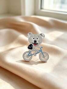 Cute Cartoon Riding Bear Brooch, Suitable For Blazers, Bags, Versatile Fun Niche Animal Accessory, Birthday Gift Holiday Gift Choice - Multicolor - View 7