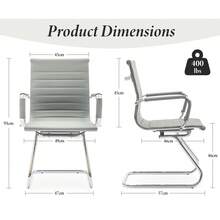 WAHSON OFFICE CHAIRS 2PCS PU Leather Office Chair Metal Frame Conference Chair For Meeting Room/Reception Area - Grey - View 4