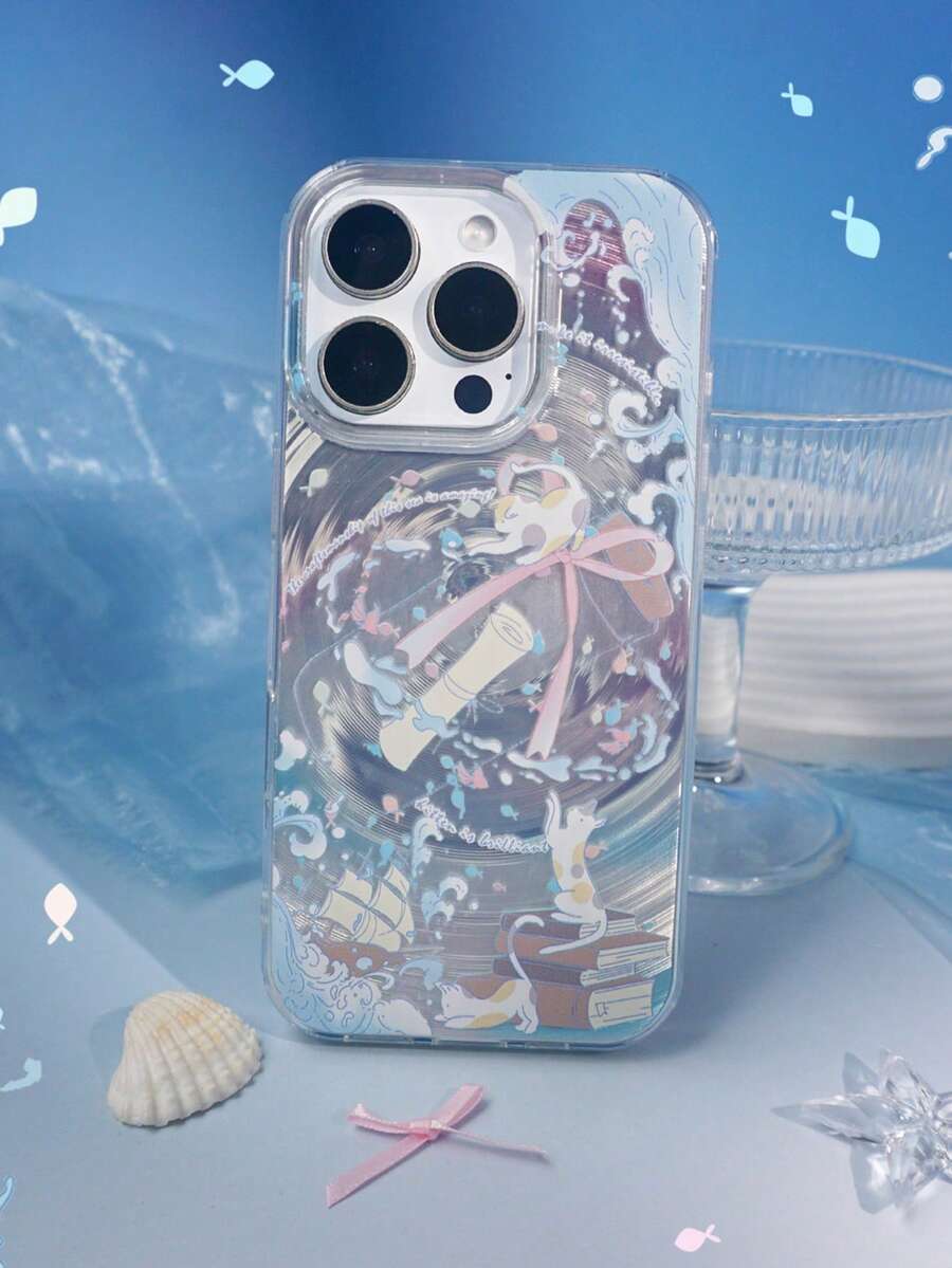 Ribbon Ocean Vortex Pattern Phone Case - Large Hole IMD Shockproof Shell - Compatible With Apple 17/17Air/17Pro/17Promax, 16/16Plus/16Pro/16Promax, 15/15Plus/15Pro/15Promax, 14/14Plus/14Pro/14Promax, 13/13Pro/13Promax, 12/12Pro/12Promax, 11/11Pro Max, Dustproof, Popular - Multicolor - View 1