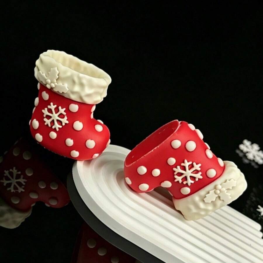 Christmas Plush Gloves & Boots Silicone Mold For Aromatherapy Candles, Resin Casting, Plaster Decor Home Slippers Ornament - S309--2 Christmas Glove Mold - View 1