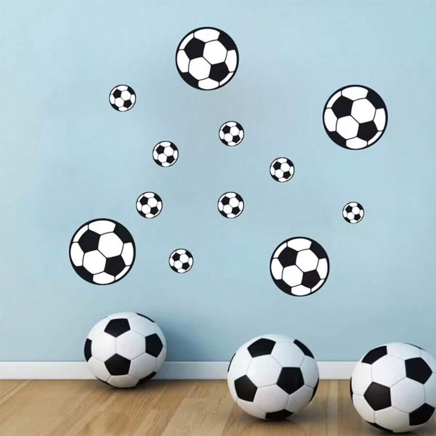 2pcs/Set Soccer Pattern Wall Stickers Children's Room Decoration Football Theme Decals - D - View 1