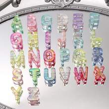52pcs Acrylic 3D Transparent Colorful Large Hole Jelly Creative Letter Beads, Suitable For Handmade DIY Materials, Jewelry Making Materials, Keychains And Party Decorations, Cute Style, Ideal Accessories For Creative Handmade Crafts - Upgraded Version (UV Process) - View 9