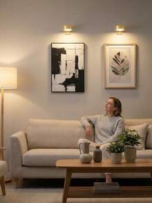 1/3/6pcs Wireless Metal Wall Mounted Art LED Picture Light, Wall Lamp, String Light, Lighting Fixture, Night Light, Reading Light, Magnetic Wall Light, Suitable For Hallway, Bedroom Decor, Living Room, Party Decor, Home Decor, Room Decor, Christmas Decor - Tricolor Light - View 12