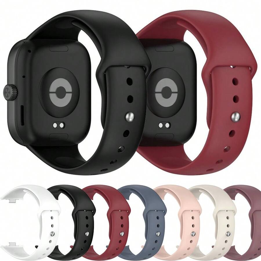 Soft & Comfortable Silicone Watch Band, Compatible With Redmi Watch 4/5/6, With Metal Buckle, Solid Color, Compatible With Mi Band 8 Pro/9 Pro, Replaceable Strap - one-size - View 1