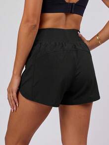VUTRU 1pc High Waist 2in1 Loose Fit Sports Shorts With Zipper Pockets For Fitness, Boxing, Running And Workout Black Summer - Black - View 2
