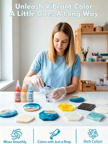 8 Colors 30ml Epoxy Resin Pigment, High Concentration Pigment, Suitable For Epoxy Resin And UV Resin, UV-Resistant Opaque Pigment, Can Create Cell Effect And Lace Texture, 3D Floral Resin Coasters, Jewelry Making And Handmade Crafts - A - View 5