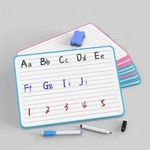 Doppelseitiges Whiteboard, eine Seite mit 4-Linien-3-Raster und eine Seite leer, abwischbar und wiederverwendbar, tragbares Schreibbrett für Schüler, Klassenzimmer, Zuhause, Kritzeleien, Englischschreiben, Memo und Notizen, geeignet für Zuhause und Homeoffice - Doppelseitiges Whiteboard - Übersicht 1