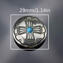 5Pcs Set Vintage Metal Cross Turquoise Inlaid Screw Rivet Hardware, Retro Cross Pattern Leather Craft Stud Fasteners, Screw On Leather Accessories For DIY Leather Crafts, Handmade Bags, Garment Leather Decor - Cross Turquoise Money Clip - View 3
