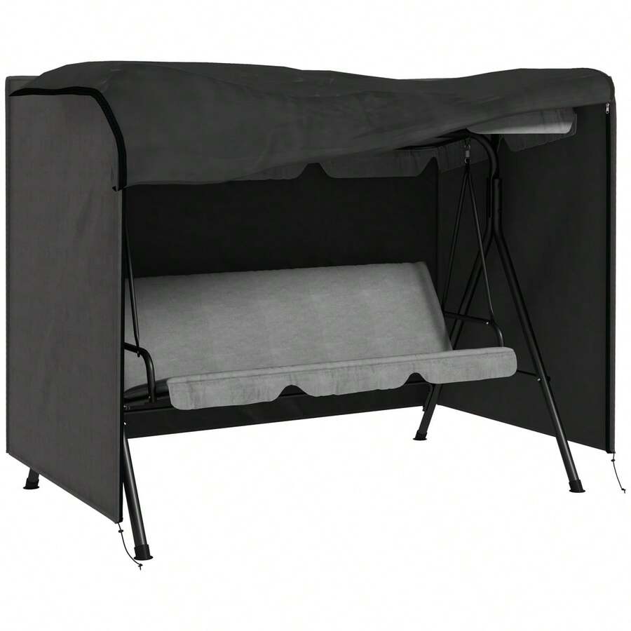 Funda protectora para columpio de jardín Swing de 3 plazas, resistente al agua y al frío, lona resistente a los rayos UV, cubierta protectora, tela Oxford 600D resistente a desgarros, 205x124x164cm, color negro. - Gris oscuro + poliéster - Ver 1
