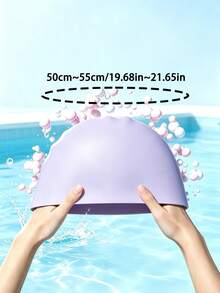 1pc Children Silicone Ear Protection Swimming Cap, Unisex Elastic Comfortable Non-Snug Swim Cap, For Long/Short Hair, Beach Access, First Day Of School - Multicolor - View 7