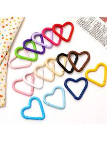 10pcs/Pack Painted Gourd Alloy Carabiner Spring Quick Release Buckle DIY Keychain Backpack Clip Business Gift Jewelry Accessory - Alloy Heart-shaped Carabiner - View 3