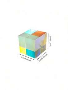 مصباح منشور RGB ثنائي الانكسار من الزجاج البصري بتصميم X-Cube، زينة مكتبية لتجارب الفيزياء، هدية علمية قابلة للاقتناء - متعدد الألوان - مشاهدة 13