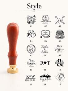 Custom Logo Wax Seal Stamp, Vintage Personalized Initials Stamp For Wedding Invitations, Envelopes And Gift Wrap, Customized Name Seal, Customizable Wedding Favor, Anniversary, Halloween, Thanksgiving And Christmas Gift, Custom Stamp - Style a - View 6