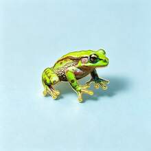 Green Tree Frog Enamel Pin Fashion Decorative Badge Ornaments Lapel Bag Badges Gifts - Green - View 6