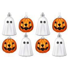 Set Ornamen Gantung Halloween 12 Buah – Dekorasi Datar 2D Berisi Hantu Perak Lucu dan Emas – Ideal untuk Pohon Halloween dan Dekorasi Pesta di Rumah - MultiWarna - View 6
