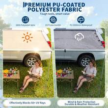 Soonbuy SUV & Truck Roof Rack Awning,Retractable Side Sun Shade, UV50+ 600D Oxford Waterproof Canopy, Adjustable Aluminum Poles, Outdoor Car Shelter With Storage Bag - 59.06x78.74 Inch - View 2