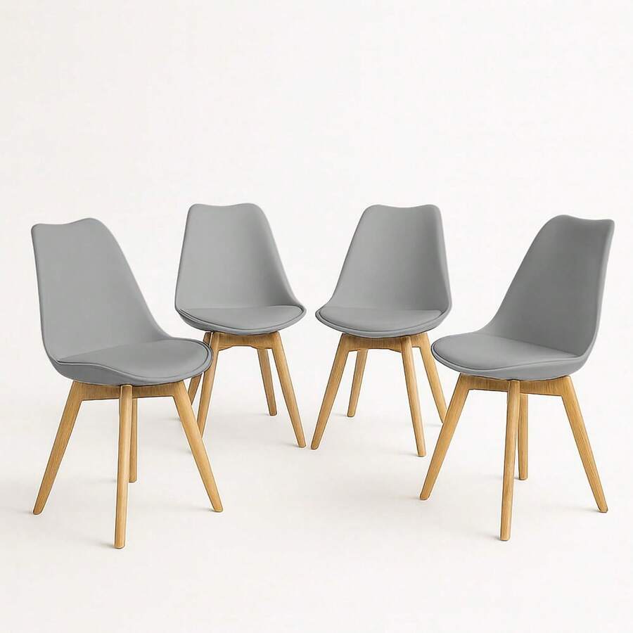 Sillas para Comedor Frankfurt, Set de 4 Sillas Acojinadas | Asiento acojinado en estilo Eames; sillas elegantes y comodas para comedor, oficina, escritorio, recámara o sala de estar. - 1 - Ver 1