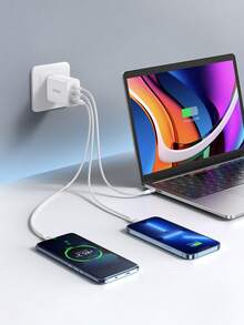 UGREEN 65W 快充充電器，3 埠 Type-C PD 介面，相容 Samsung S24 Ultra 平板電腦與 16/15/14 Pro Max，支援 SFC 2.0 超快充，高輸出功率 - 白色 - 查看 3