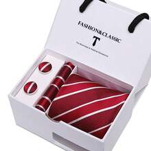 AlanKing Men's Striped Tie Set, Premium Gift Box, Suitable For Holiday And Anniversary Gifts - Color Mixing - View 18