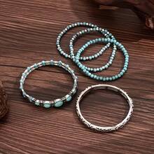 1 buah Set Gelang Berlapis Turquoise Bohemian, Gelang Tali Elastis Vintage, Aksesori Tangan Manik-manik Buatan Tangan, Perhiasan Serbaguna untuk Liburan Pantai Musim Panas, Aksesori yang Dapat Ditumpuk, Elastis yang Dapat Diatur - MultiWarna - View 10