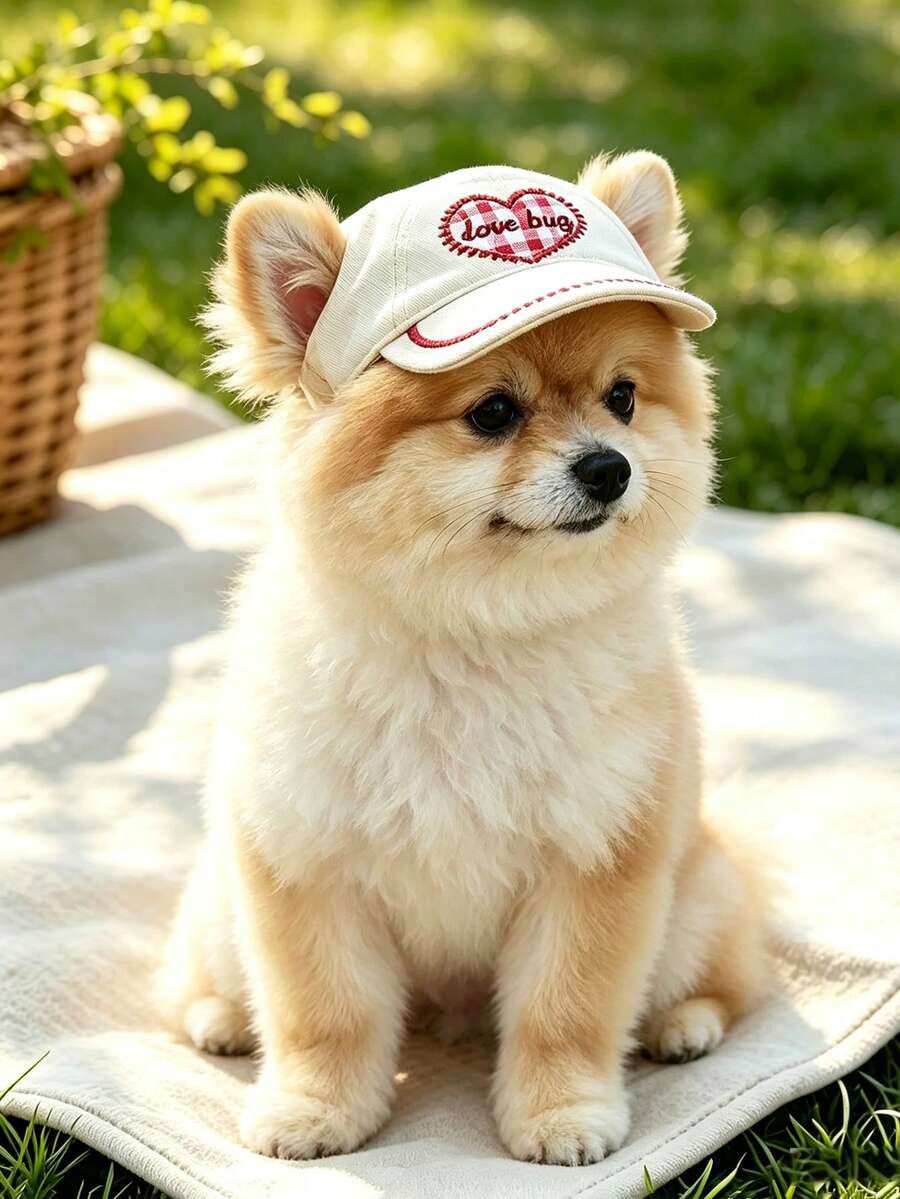 1件寵物配件 小狗幼犬貓用 可愛休閒 透氣舒適 戶外防曬遮陽帽 情人節愛心帽 - 彩色 - 查看 1