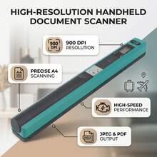 Portable Scanner For A4 Documents, Photos, Images, Receipts, JPG/PDF, 300/600/900dpi Resolution - Green - View 5