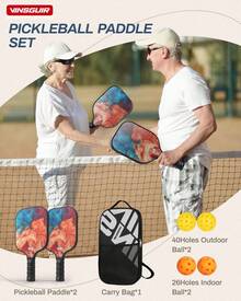 Professional Fiberglass Pickleball Racket Vibrant Gradient Pattern Pickleball Paddle With Massive Sweet Spot High Maneuverability Suitable For Beginner & Intermediate Players - Color-blocking - View 3