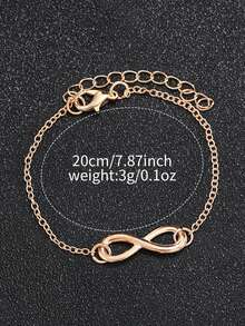 Jam Tangan Quartz Elegan Klasik dengan Tali Kulit PU untuk Wanita, Dial Kecil, + Gelang Simbol Tak Terhingga (4 buah/Set) Kotak Jam Tangan Tidak Termasuk - Emas - View 5