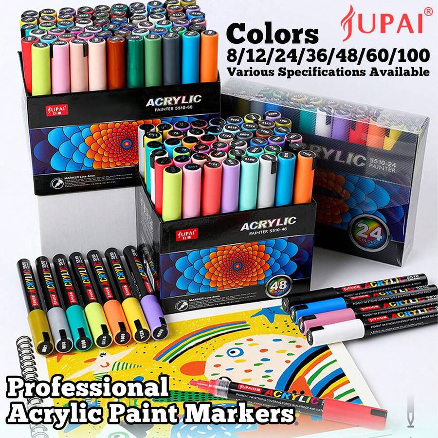 Large Capacity Direct Liquid Watercolor Pens 8-120 Colors Set, Professional Art Markers For Hand Drawing, Smooth Ink Flow Without Interruption, Rich Colors With Layering Capability, Suitable For Stone, Ceramic, Canvas DIY Painting, Back To School Essential - Multicolor - View 1
