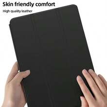 Three-Fold Tablet Protective Cover, A16 Case, Compatible With Ipad 11 Generation Tablet Protective Case, Fully Wrapped Anti-Fall, Intelligent Sleep Wake-Up, Invisible Airbag Anti-Fall, Adopting A Soft TPU Back Shell Three-Fold Design, Case, Compatible With Redmi Pad 2/ Pad SE 11 Inch, Tab M11 Case, For Idea Tab 11 2025, Compatible With Samsung Galaxy Tab Tablet Protective Case - Black - View 4