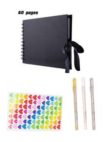 Black Anniversary Photo Album, Travel Journal, Meaningful Notebook, Suitable For Wedding Guest Book And Anniversary Kraft Paper Photo Album, Family Photo Album - Suitable For Handmade Paper, Christmas Gift - Multicolor - View 6