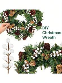 1/6/12pcs Frosted White/Red Berry Sprigs (Approx. 8.9 Inches) - Suitable For Wedding Parties, Valentine's Day, Home Decor, And DIY Christmas Wreath Making. - White - View 7
