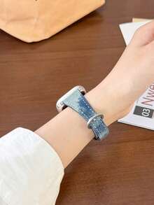 1pc Horseshoe Buckle Premium Leather Watch Band, Compatible With Apple Watch, Fits 42mm, 38mm, 40mm, 41mm, 44mm, 45mm, 46mm, 49mm Sizes. Fashionable Smartwatch Replacement Strap, Suitable For Apple Watch Series Ultra2, Ultra SE2, SE 10, 9, 8, 7, 6, 5, 4, 3, 2, 1, Unisex, Perfect As A Back To School Gift For Students. - Royal Blue - View 2