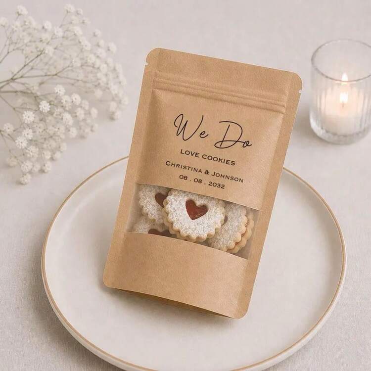 Personalized Wedding Party Cookie Gift Bags, Cookie Macaron Favor Gift Bags, Logo Zipper Sealed Packaging Bags, Wedding Gift Bags, Letter Pattern Gift Bags - Multi-color - Wedding Favor Bags - View 6