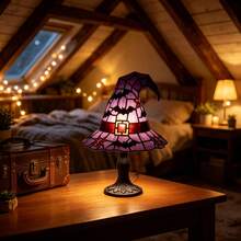 1pc Halloween Witch Hat Table Lamp, USB Powered Bat And Spider Pattern Night Light, 3D Carved Gothic Style Home Office Decor, Atmospheric Party Light, Holiday Gift For Gothic Enthusiasts - Witch Hat - View 3