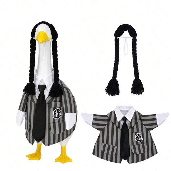 Porch Goose Clothing Striped Goose Outfit Fits 23 Inch Porch Goose Statue Halloween Outdoor Decor Suitable For Porch, Yard And Patio (Goose Statue Not Included)