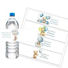 UNICCUT 30pcs Customized Cute Teddy Bear Water Bottle Label Stickers For Baby Shower, Baptism, Birthday, Christening, Personalized Gender Reveal - Multicolor - View 4