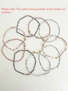 9pcs/Set Bohemian Handmade Beaded Elastic Bracelets, Multi-Layer Stackable, Suitable For Women's Daily, Vacation, Party Wear (Random Beads) - Multicolor - View 6