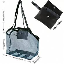Children's Beach Toy Storage Mesh Bag, Sand-Proof Tote Bag, Suitable For Shell Collecting And Tide Pool Exploration, Family Beach Trip Essential - Blue-edged Pink Mesh - View 11