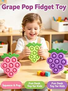 Grape Press Bubble Stress Relief Toy, Sensory Educational Toy, Baby Teething Toy, Small Fingertip Toy With Hanging Feature - Multicolor - View 3