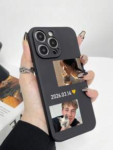 1 buah Casing Ponsel TPU Ultra Tipis Anti-Selip Hitam DIY untuk Foto Ganda Pasangan & Ulang Tahun, Kompatibel dengan Aksesoris Ponsel Apple Duo/18ProMax/17ProMax/16Pro/15/14Plus/13Pro/12ProMax/11/XsMax/8/7/6Plus/5 - Hitam - View 6